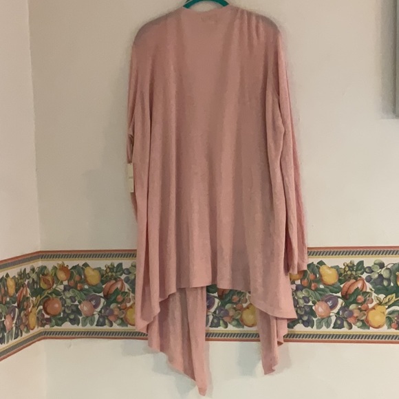 Cynthia Rowley Woman Linen Blend Open Front Cardigan, Size 2X, Pink, NWT - Picture 2 of 7